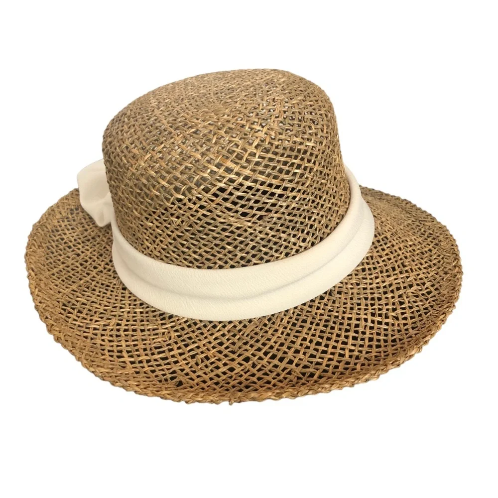 Vintage Open Weave Wicker Sun Hat - Picture 5 of 7
